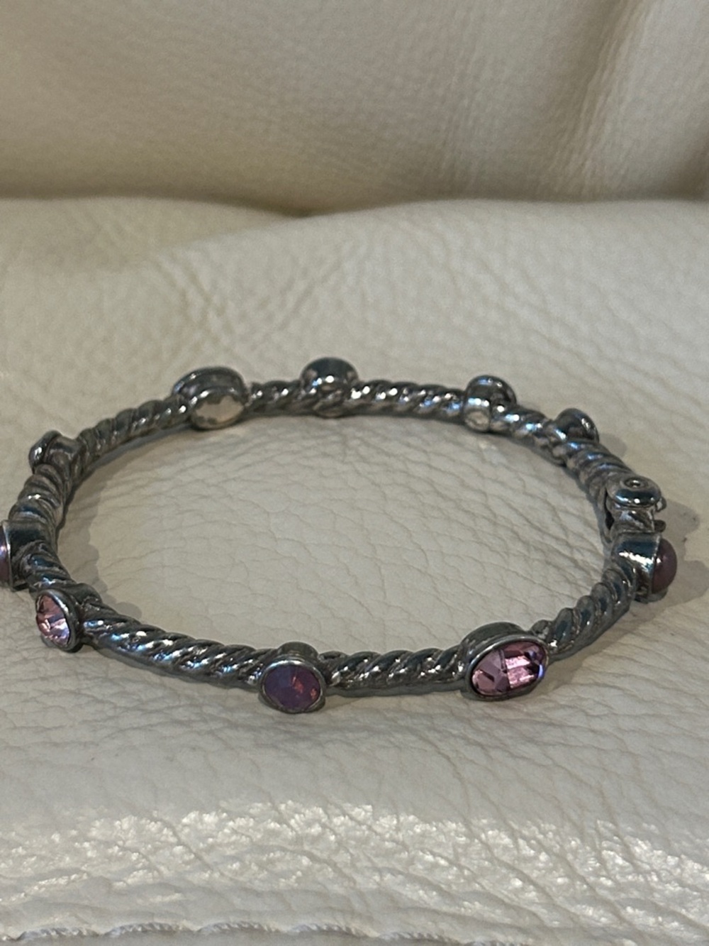 Brighton Monte Carlo Hinged Bangle with bezels w/crystal and glass pearls